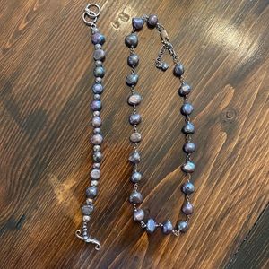 Silpada 925 sterling dark purple gray Pearl necklace and bracelet set